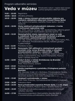 Veda v Múzeu. Program (Grafické spracovanie Vladimír Krempaský)