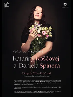 Veľkonočný koncert Kataríny Koščovej a Daniela Špinera v letohrádku Dardanely. (Autor plagátu: Vladimír Krempaský)